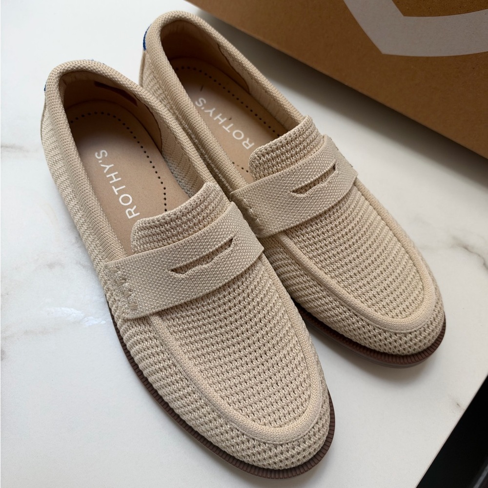 Rothy's The Penny Loafer - Conch Raffia-Knit Size 6